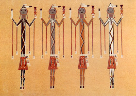 Navajo sandpainting of the Wind People, a sacred ritual.